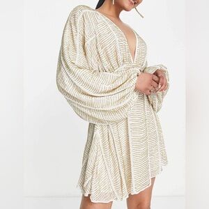 Asos Design Embellished Smock Mini Dress With Gold Linear Embellishment